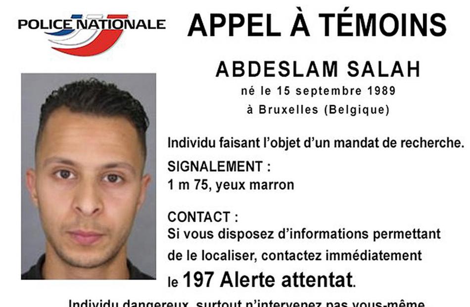 Belgian-born Abdeslam Salah seen on a call for witnesses notice released by the French Police...