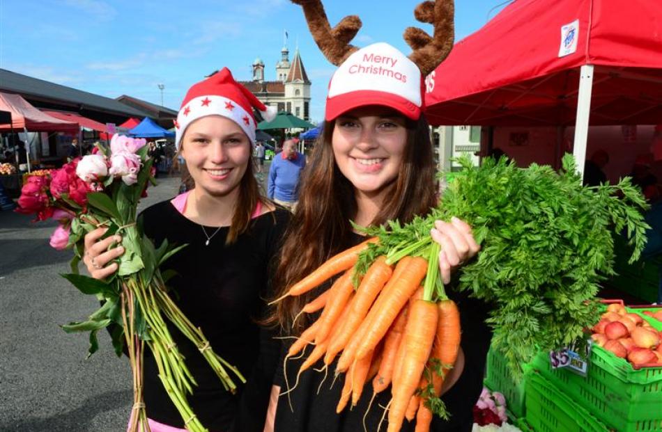 Bella Adamson and Moira Roberts show off their wares at the Otago Farmers Market. Photos by...