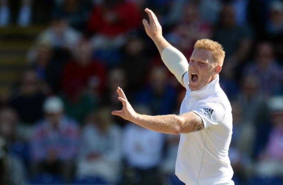 Ben Stokes appeals. Photo by Reuters