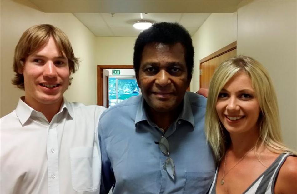 Bevan Gardiner (left), Charley Pride and Georgie Daniell pictured before last night's concert at...