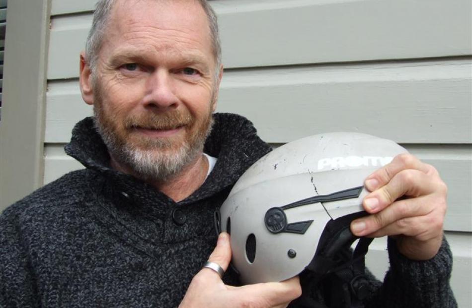 Bob Tovey says his  helmet probably saved his life. Photo by Lynda van Kempen.