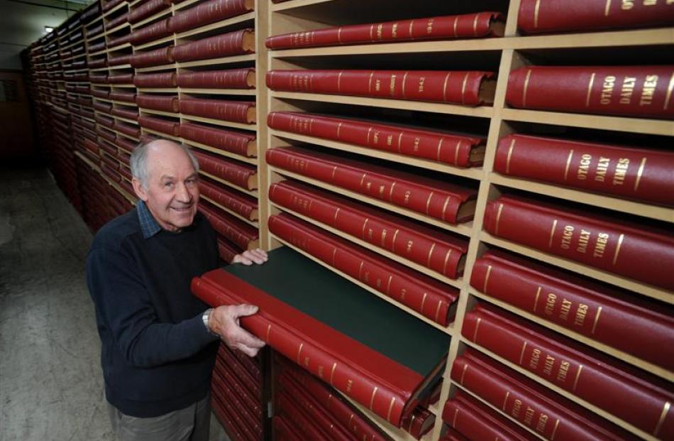Bookbinder Murray Lawrence on his last day at work at the Otago Daily Times on Friday. Photo by...