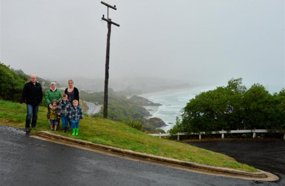 Brighton residents (from left) Daryl Hanna, Merle Williamson, Matthew Hanna (4), Eli Bowen (7),...