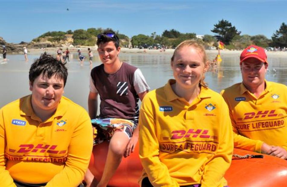 Brighton Surf Life Saving crew (from left) Liam Trotter (17), Sam Clutterbuck (23), Natasha Whyte...