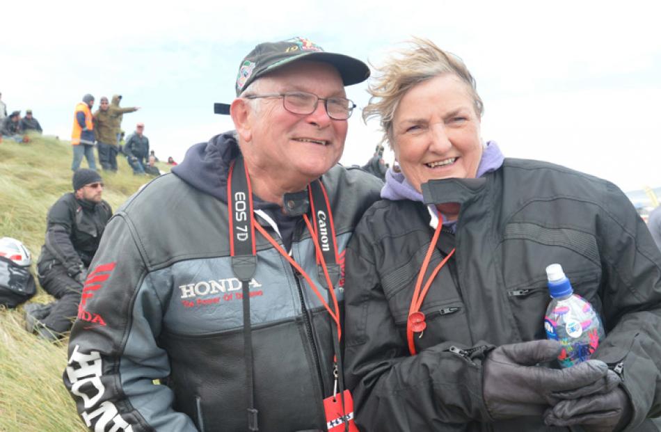 Kevin and Norna Eastwood, of the United Kingdom, during the Burt Munro Challenge 2014 at Oreti...