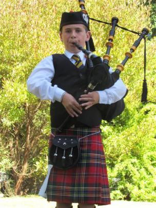 Callum Bishop (11), of Oamaru takes part in the piping competition at the Waimate Caledonian...