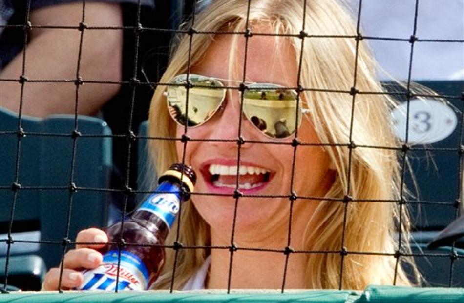 Cameron Diaz takes in a spring training baseball game between the New York Yankees and the...