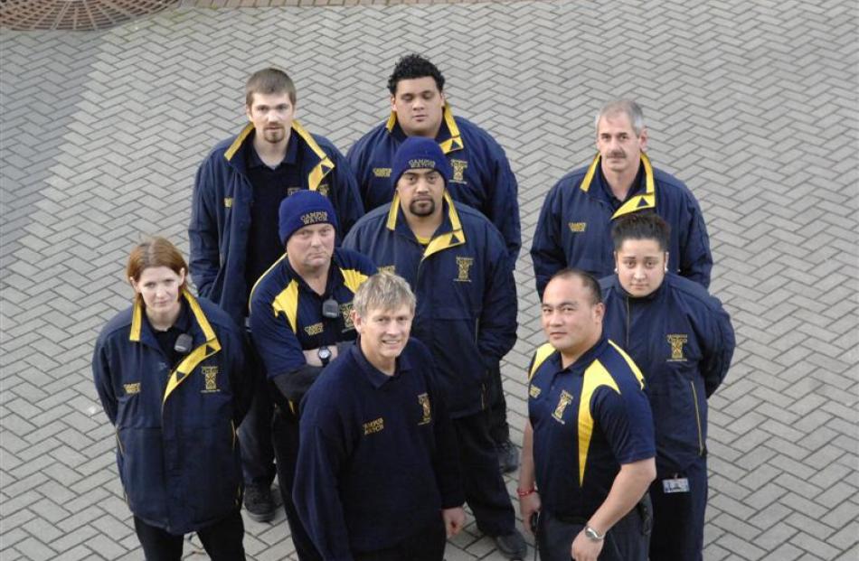 Campus Watch staff . . . (left to right) Front row: Rebecca Weir, Barry Brown, Rea Tasi-Cordtz....