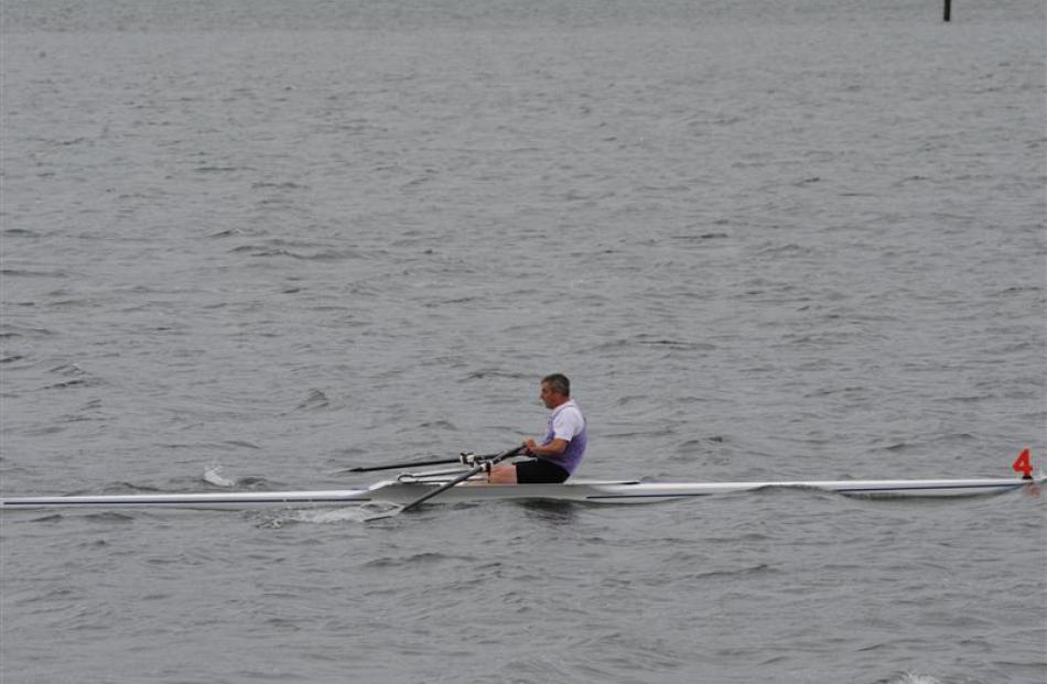 Canterbury rower Peter Midgley wins the men's 55-60 single sculls at the New Zealand Masters...