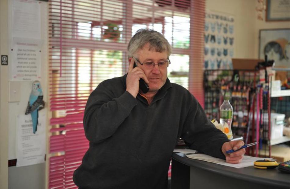 Cat's Whiskers Cattery, Saddle Hill, owner Brent Baguley speaks to his insurance company...