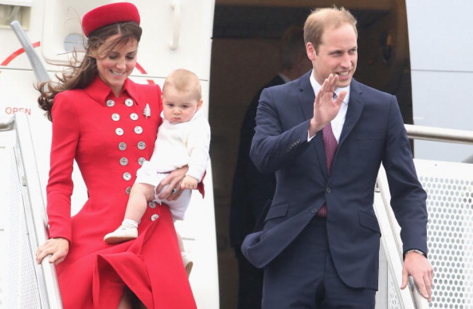 Catherine, Duchess of Cambridge, Prince William and Prince George arrive at Wellington Military...
