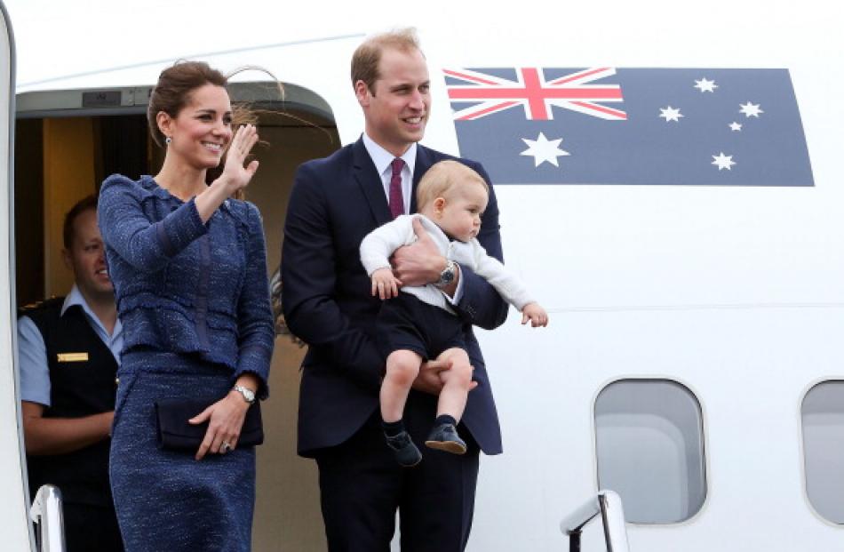 Catherine, Duchess of Cambridge, Prince William, Duke of Cambridge and Prince George of Cambridge...