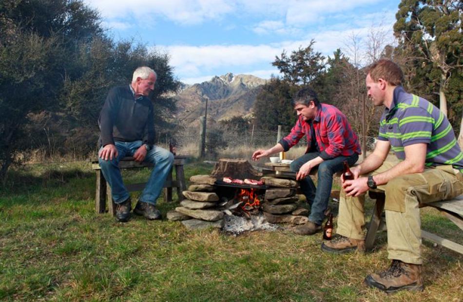 Celebrity chef Sean Connolly (centre) recently filmed an episode of his new show at Lake Hawea...