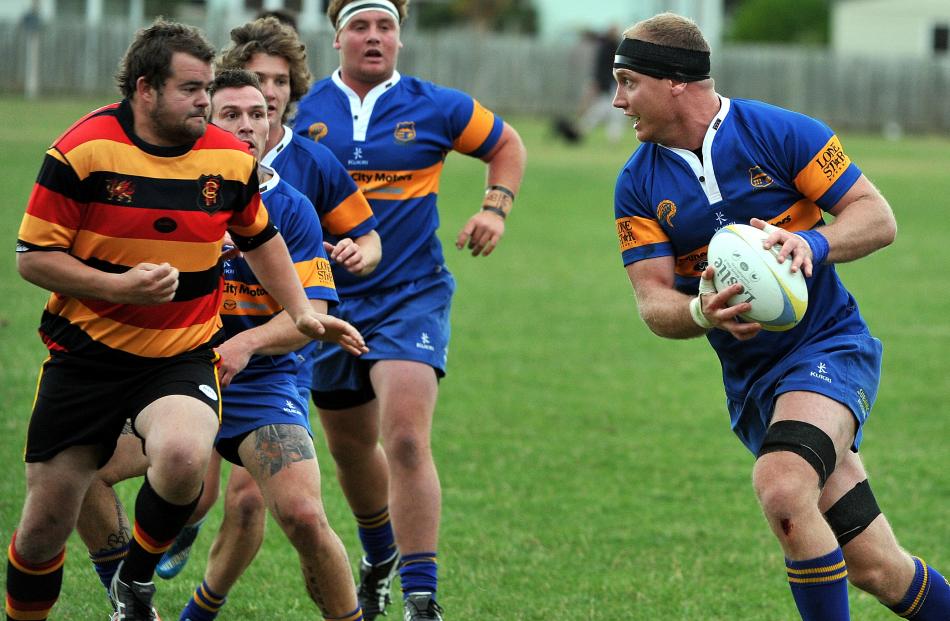 Charlie O'Connell for Taieri carries the ball up during their game against Zingari Richmond at...