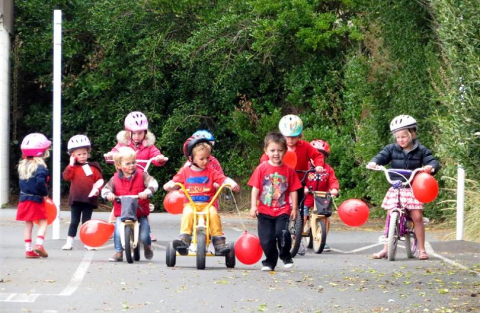 Children from Mosgiel Playcentre get some exercise last week. The play-centre has been awarded...
