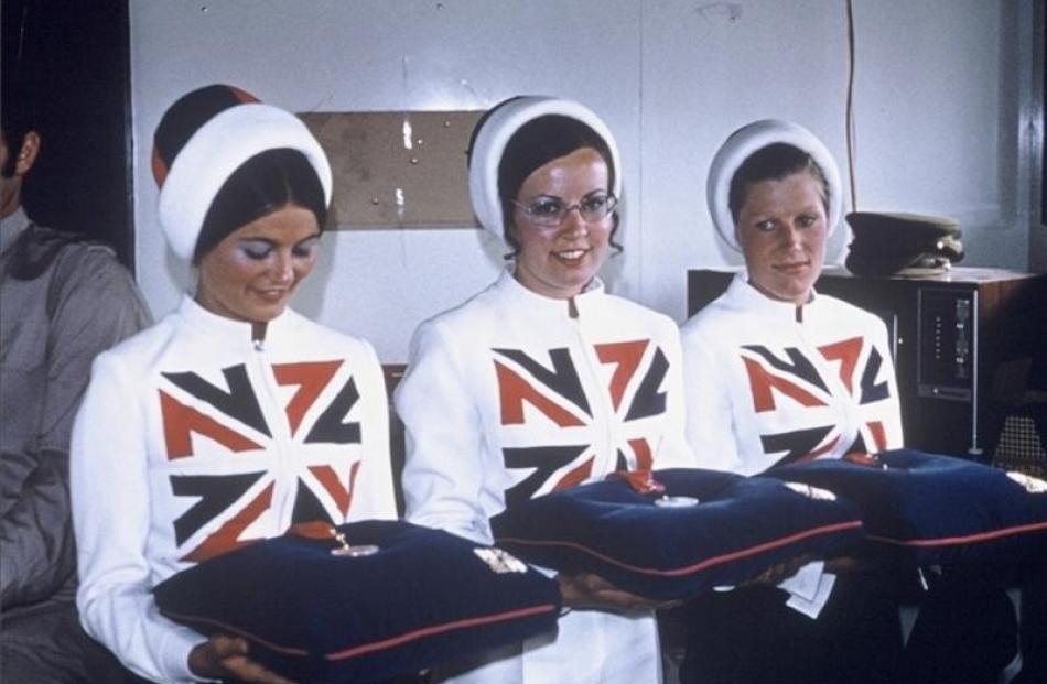 Christine Garey (centre) with two other 1974 British Commonwealth Games victory hostesses. Photos...