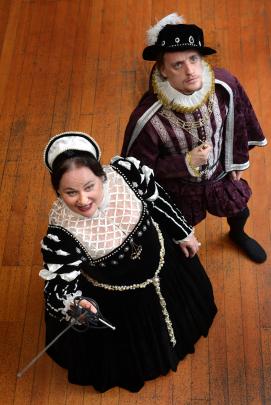 Clare Adams and Oscar Macdonald in the play Queen Catherine Masque. Photo by Peter McIntosh.