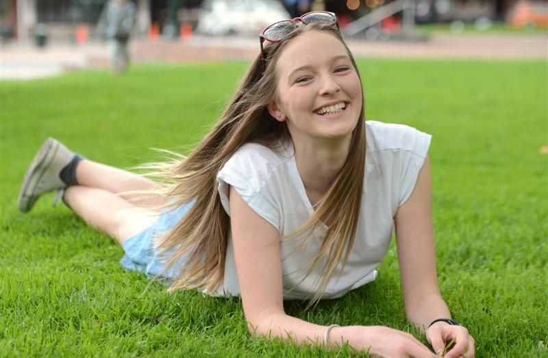 Clementine George relaxes in the Octagon last week. Photo by Linda Robertson.