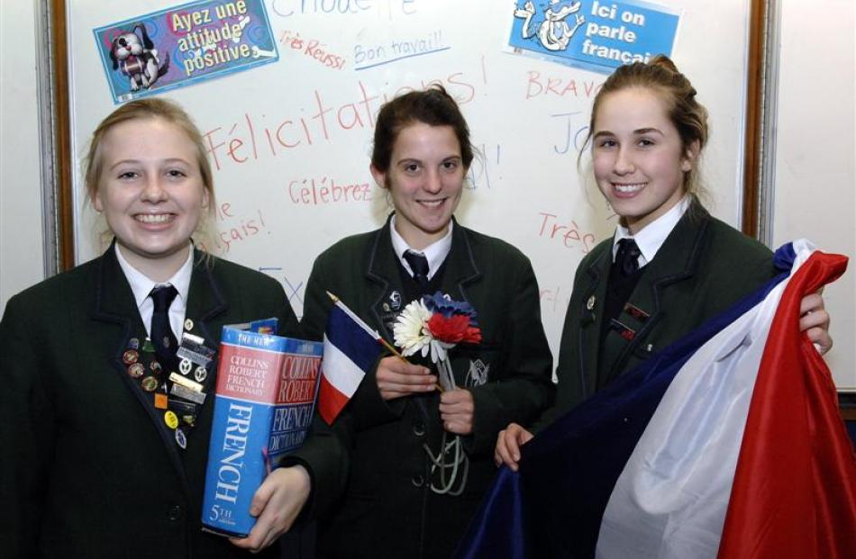 Columba College pupils (from left) Helen Kent, Jessica Barton and Melanie Redding (all 17)...