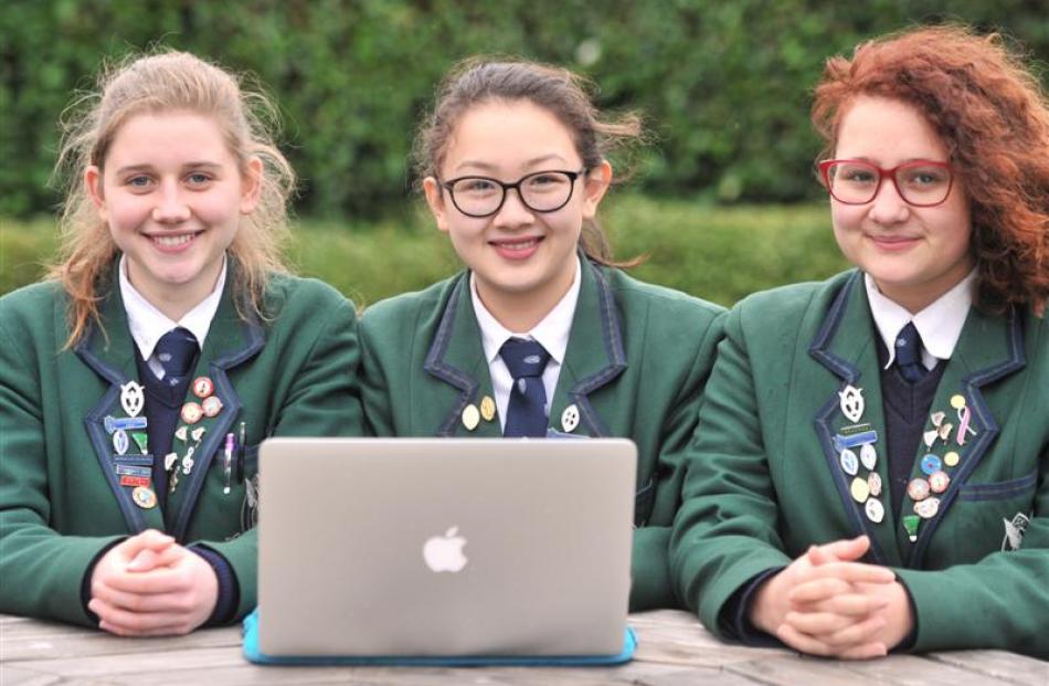 Columba College pupils (from left) Ryely Burtenshaw-Day, Gabrielle Magnuson and Aicha Wijland...