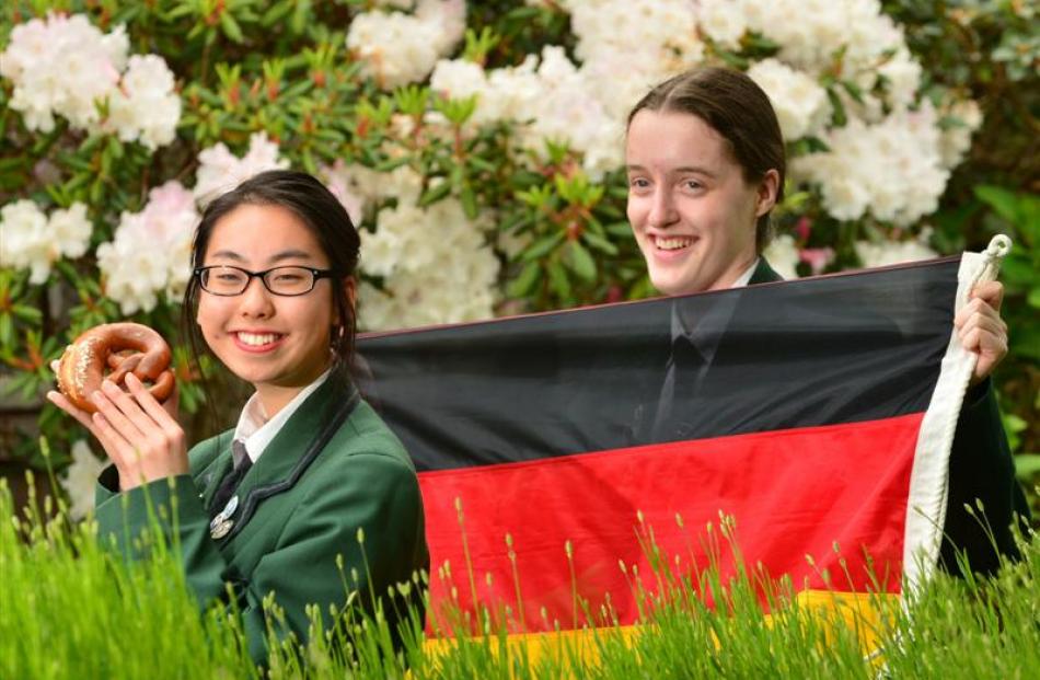 Columba College year 12 pupils Modi Deng (left) and Ella Barclay  look forward  to being immersed...
