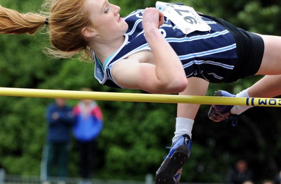 Competing in the New Zealand secondary schools athletics championships at the Caledonian Ground...