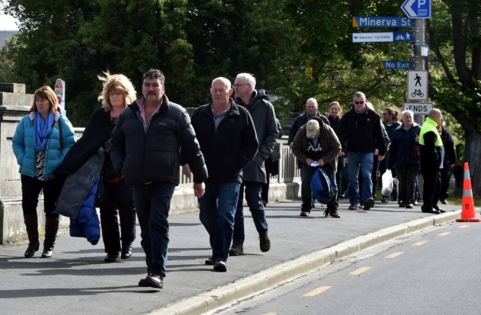 Concert-goers make their way to Forsyth Barr Stadium in Dunedin for Fleetwood Mac. Photo by...