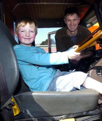 Connor Seyb (5), of Dunedin, checks out the driver's seat of his father Kelvin Seyb's 1982 White...