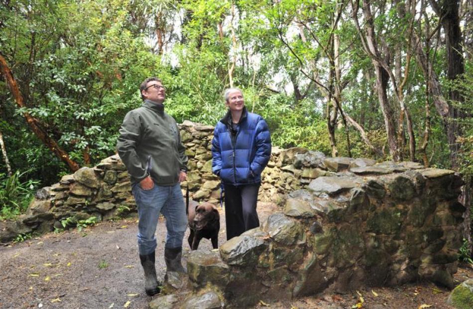 Craigeburn project manager Paul Pope, his dog Toby, and Toitu Otago Settlers Museum educator Sara...