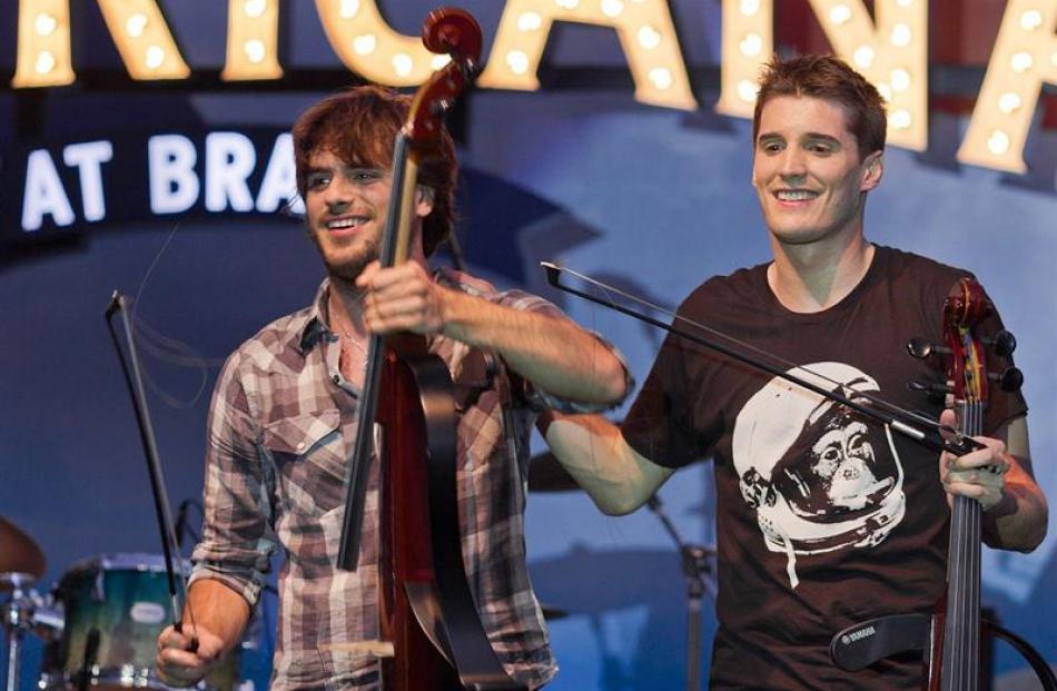 Croatian pair 2Cellos (from left) Stjepan Hauser and Luka Sulic, perform in California. Photo by...