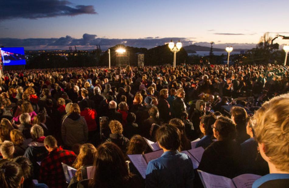 Crowds gather at the Anzac Day dawn service at the Auckland War Memorial Museum. Photo / New...