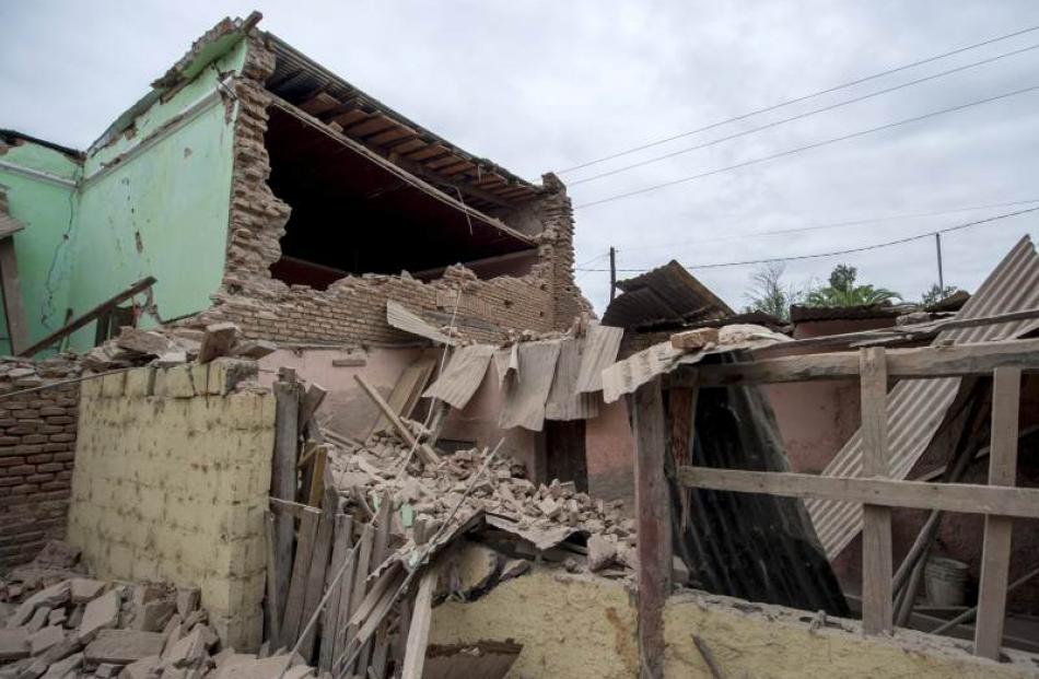 Damaged buildings are pictured after an earthquake in El Galpon, northwest Argentina. Photo by...