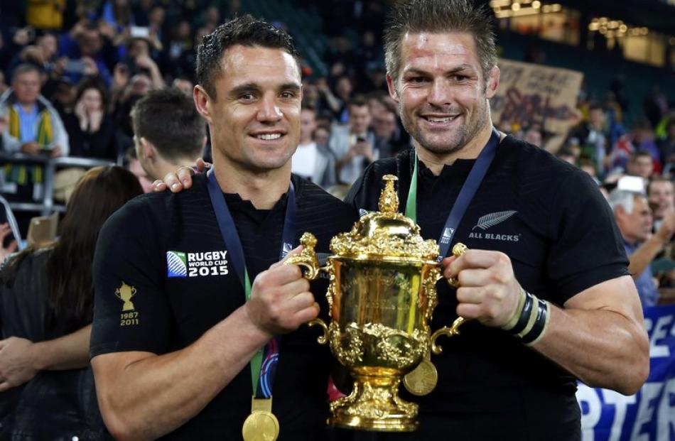 Dan Carter and Richie McCaw after the final. Photo: Reuters