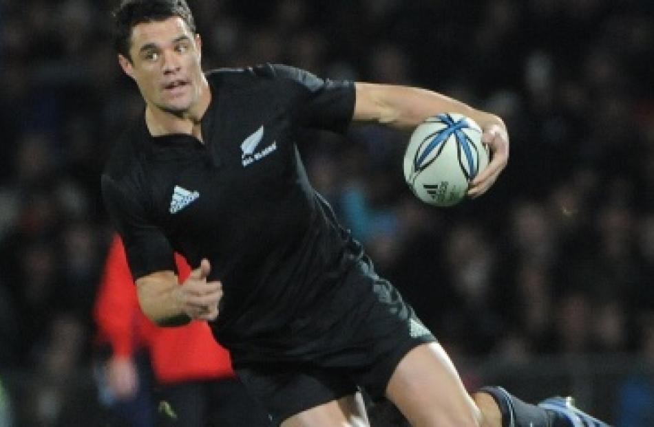 Dan Carter in action against Wales at Carisbrook in 2010. Photos by Peter McIntosh.