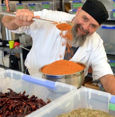 Darcy Schack, of Hammerhead Foods, with a spice blend created in his Mosgiel garage. Photos by...