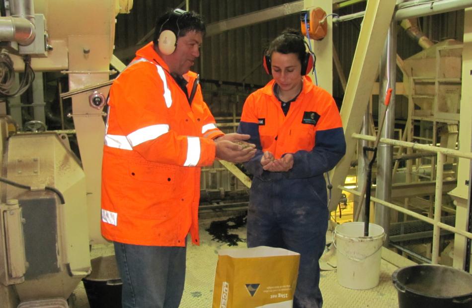 Darryn McDonnell, operations manager of Seales Winslow's Ashburton plant, inspects product with...