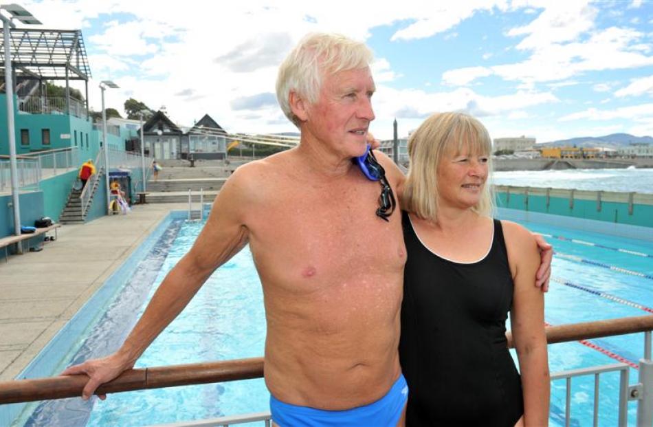 David and Deborah Murphy, of Mosgiel, at the St Clair Hot Salt Water Pool yesterday. Photo by...