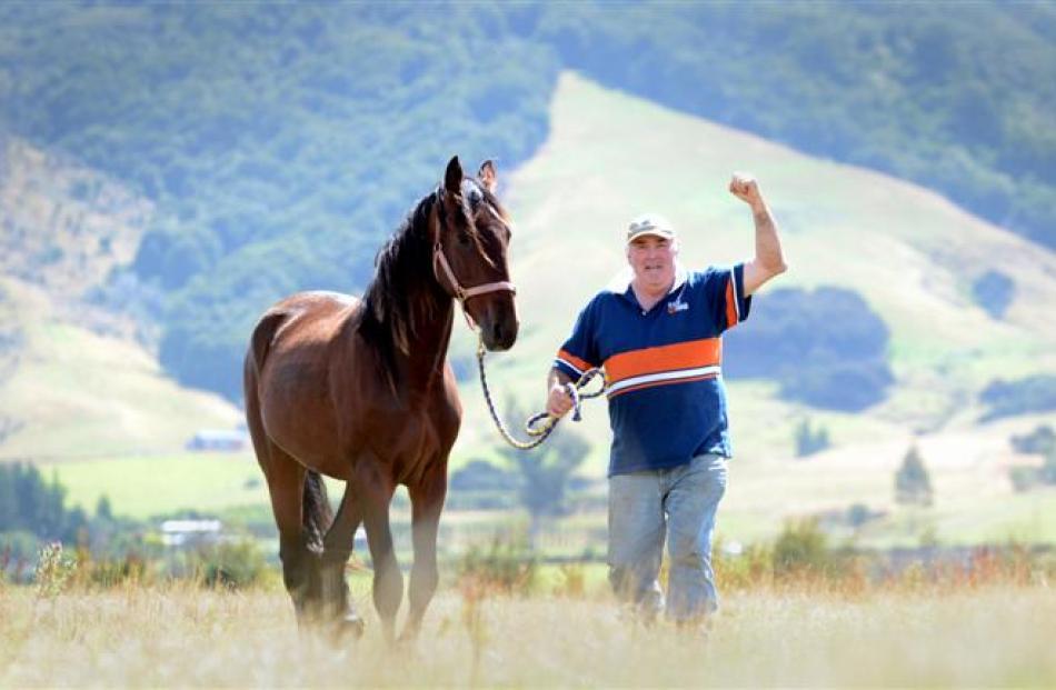 Denis Aitken, of Outram, at his Woodside property yesterday, celebrates news the cavalcade will...