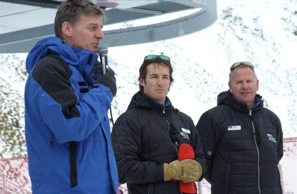 Deputy prime minister Bill English speaks at the official opening of a new chairlift at The...