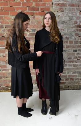 Designer Ariane Bray, who has a label under her own name, works with model Brianna Thomson....