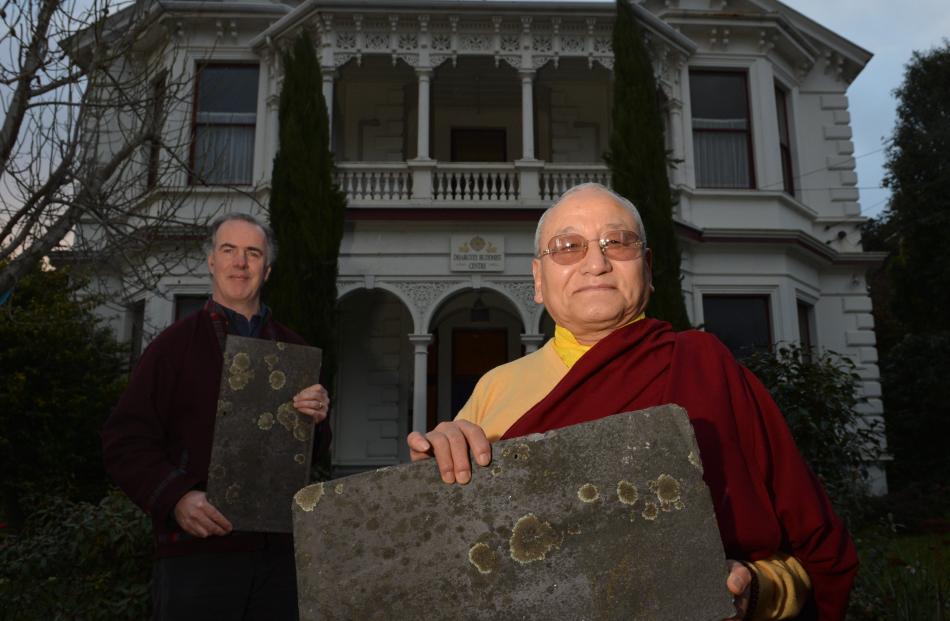 Dhargyey Buddhist Centre director Peter Small (left) and the Venerable Lhagon Tulku yesterday,...