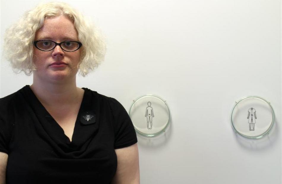 Dunedin contemporary jeweller and object maker Chelsea Johnson with her work sampler:specimen,...