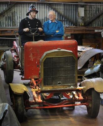 Dunedin Fire Brigade Restoration Society chairman Paul Clements (left) and Frank Robertson, a...