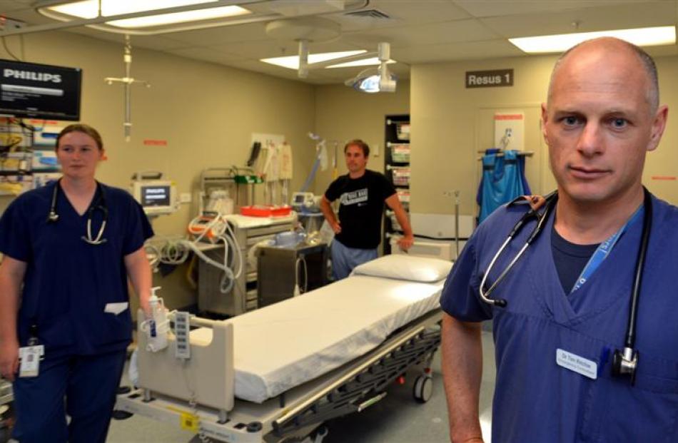 Dunedin Hospital emergency department staff (from left) Dr Nic Millar, Mike O'Brien, and Dr Tim...