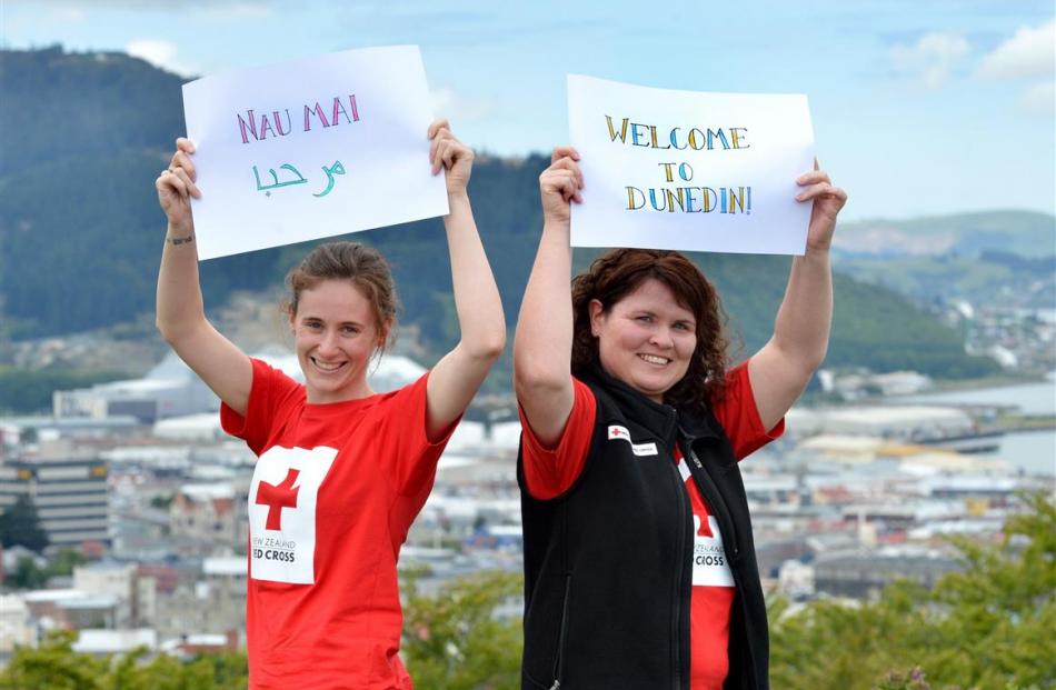 Dunedin Red Cross staff members Leisa de Klerk (left) and Janine Sharp are readying the welcome...