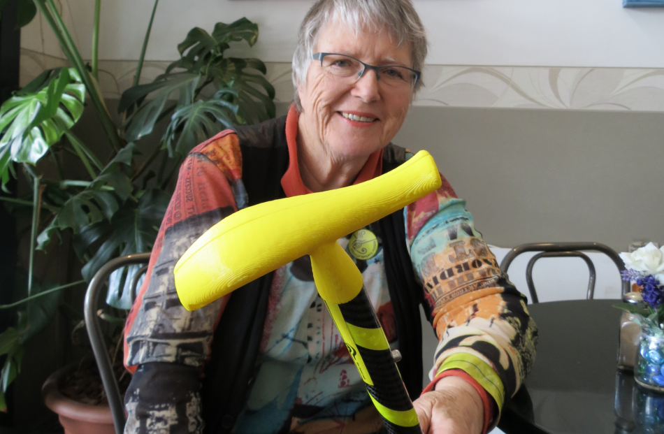 Dunedin resident Dr Lynley Hood displays the handle of her 
...