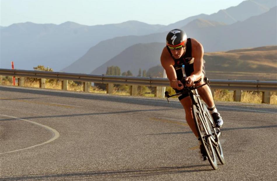 Dylan McNeice cycles around the Glendhu bluffs on his way to winning Challenge Wanaka last year....