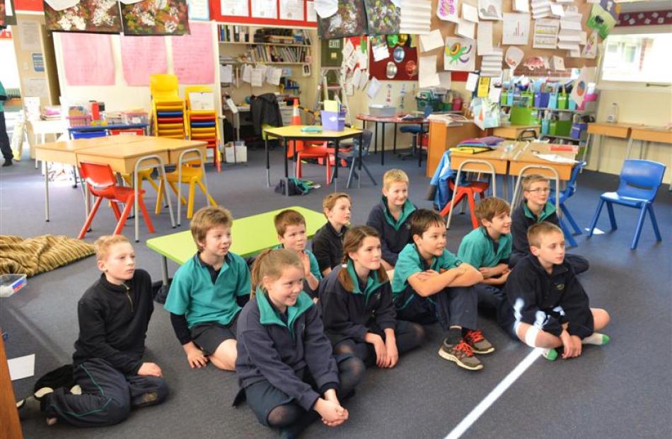 East Taieri School pupils (back row, from left) Jackson Smith, Koby Hey, Caden Thompson, Heath...