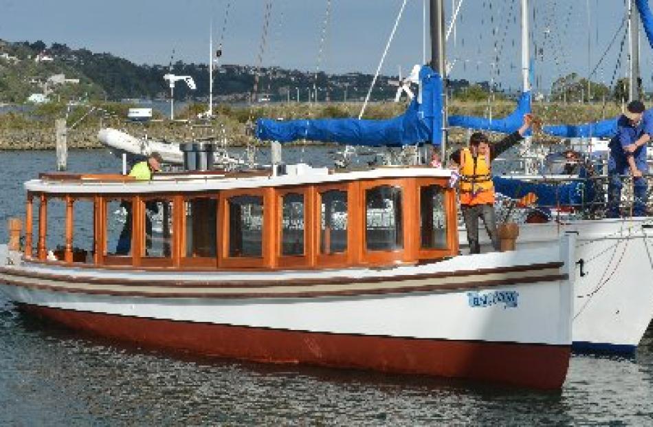 Elsie Evans shows off its classic lines yesterday, afloat again in Otago Harbour  for the first...