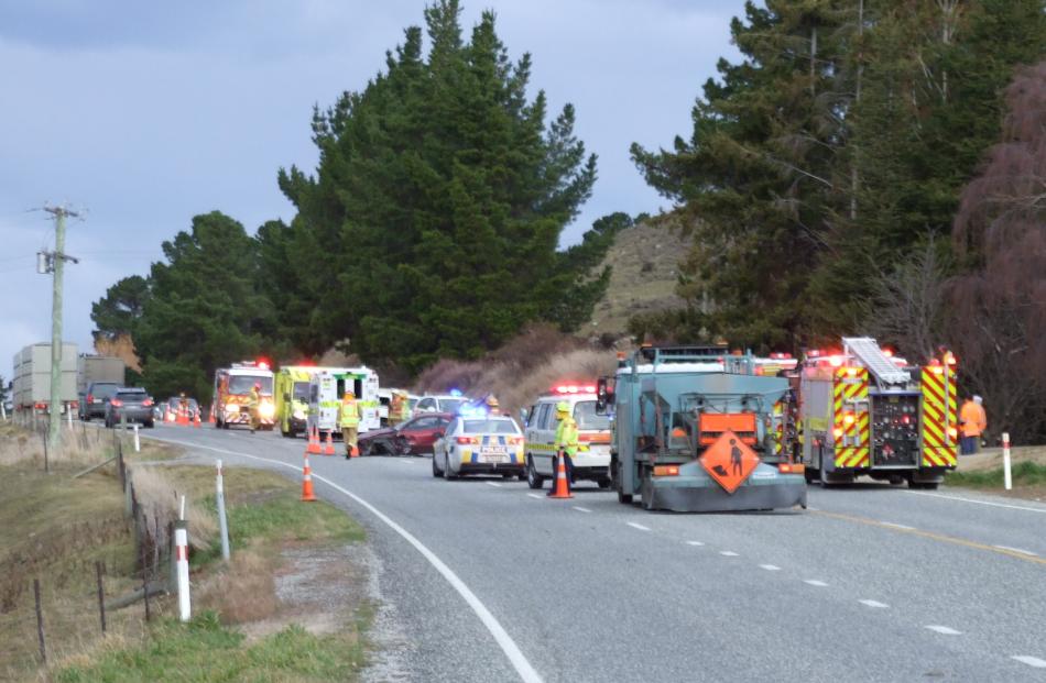 Emergency services at the site of the crash. Photo: Lynda Van Kempen